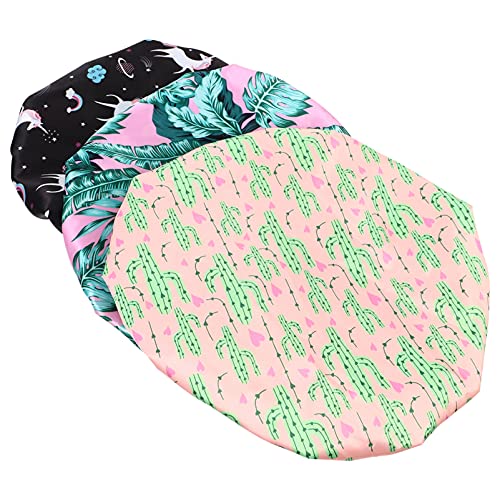 minkissy Digitaldruck 3-teiliges Set Badekappe Satinstoff Gummiband Fleckenschutz Haarfärbesicherheit Modisches Design von minkissy