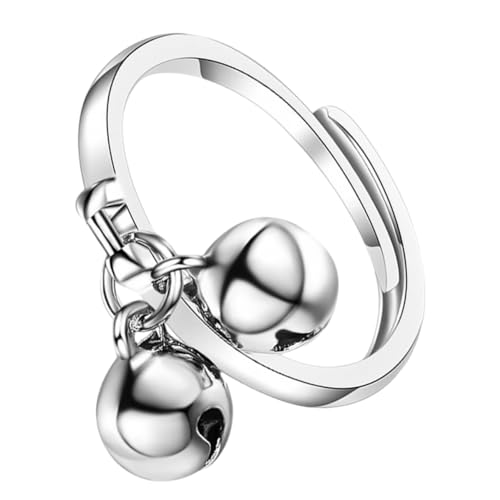 minkissy Baumelnder Kugelglockenring Damen Verstellbarer Offener Ring Kupfer Süßer Fingerring für Festivalpartys und Alltagskleidung von minkissy