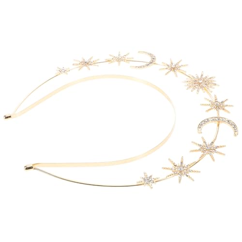 minkissy Doppellagiges Stern Mond Haarschmuck für Damen Leichter Rutschfester Metall haarreif mit Strass Zuverlässige Göttin krone für Hochzeit Party und Festival Eleganter Brautschmuck von minkissy