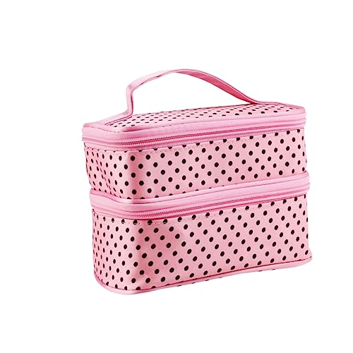 minkissy Handheld Kosmetiktasche Für Damen Doppellagige Make-up Tasche Mit Reißverschluss Tragbare Toiletten-Organizer Für Kosmetik Und Pflegeprodukte von minkissy