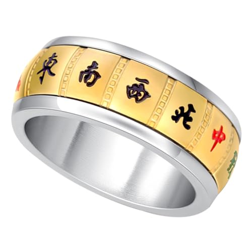 minkissy Drehring mann zarter Fingerring Ringe für Teenager Mahjong-Fingerring Mann Finger Mahjong- Statement- für Modering Rostfreier Stahl von minkissy