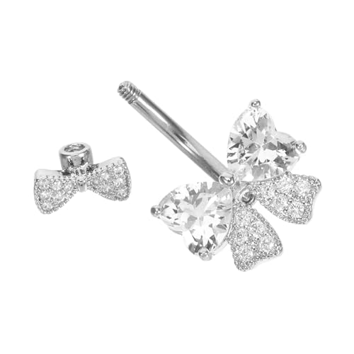 minkissy Edelstahl Bauchnabelring mit Schimmernder Schleife Hautfreundlich Langlebig Passend Stilvolles Nabelpiercing Schmuck für Damen und Mädchen von minkissy