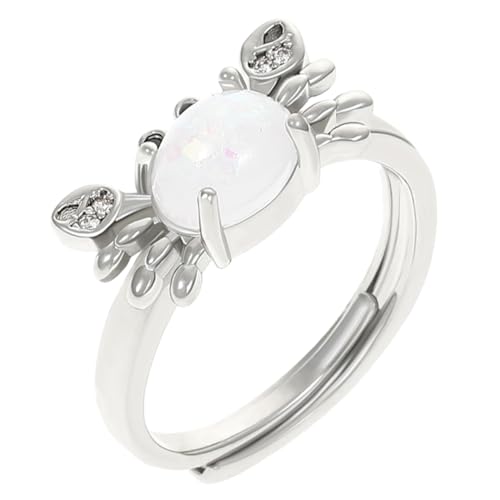 minkissy Edelsteinring mit Krebsdesign Verstellbar für Damen als Geburtstagsgeschenk für Besondere Anlässe Eleganter Schmuck für von minkissy