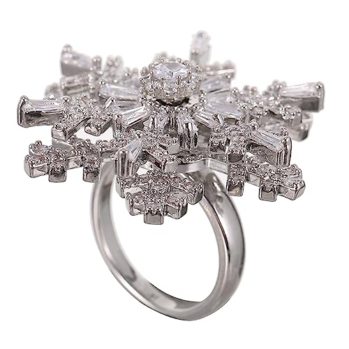 minkissy Schneeflockenring Verstellbar Damenring Fingerschmuck Zarter Ring Doppelschicht Schmuck Aus Hochwertigem Material Für Mädchen Und Alltagskleidung von minkissy