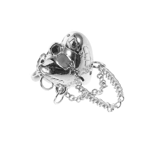 minkissy Einstellbarer Herzring Vergoldetem für Frauen Offener Kettenring mit Einzigartigem Design Hautfreundlich Kombinierbar von minkissy