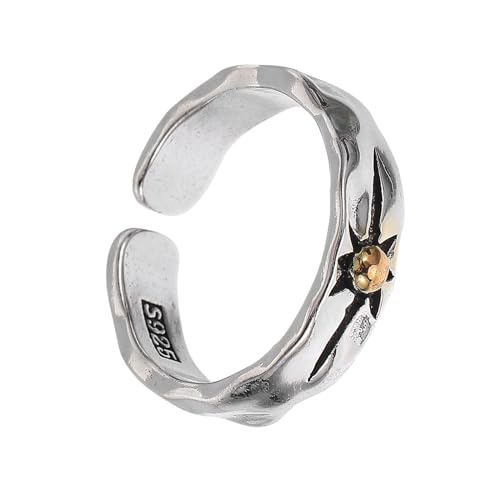 minkissy Einstellbarer Sonnenring Unisex Offener Fingerring mit Symbolischem Sonnenmotiv Verstellbar für Männer und Frauen Modischer Punk Statement Schmuck für Alltag und Events von minkissy