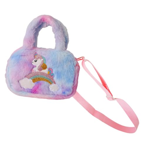 minkissy Einzigartige Handtasche für Flauschige Umhängetasche mit Regenbogenmuster Verstauen von Snacks Kleinigkeiten für Geburtstage Ausflüge von minkissy