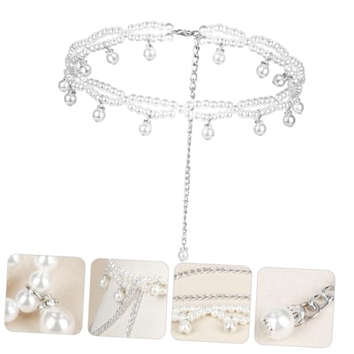 minkissy Elastische Perlen Taillenkette Damen Gürtel mit Handgefertigten Tropfenperlen für Kleider und Festliche Anlässe Verstellbar Modisches Accessoire für Outfits von minkissy