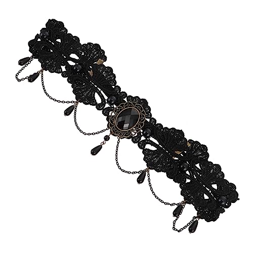 minkissy Elastisches Spitzen-stirnband Halloween-stirnband Hut Harz Diamant Und Künstliche Gothic-kopfbedeckung von minkissy