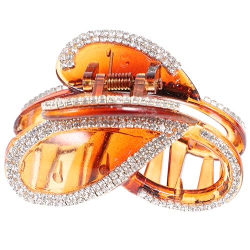 minkissy Haarklammer Mit Strass Elegante Damen Kieferklammer Kreativer Kopfschmuck Haarschmuck Braun Hergestellt Aus Hochwertigem Material Sehr Langlebig Einfach Zu Bedienen von minkissy