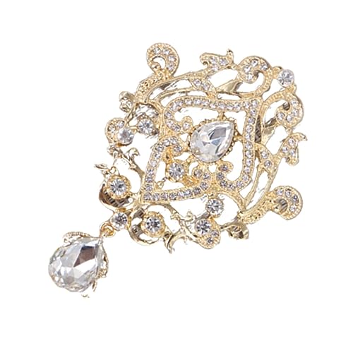 minkissy Elegante Kronen Brosche mit Funkelnden Kristall Strasssteinen Modische Anstecknadel für Mantel und Schal Goldfarbene Schmucknadel für Hochzeit Party und Festliche Anlässe von minkissy