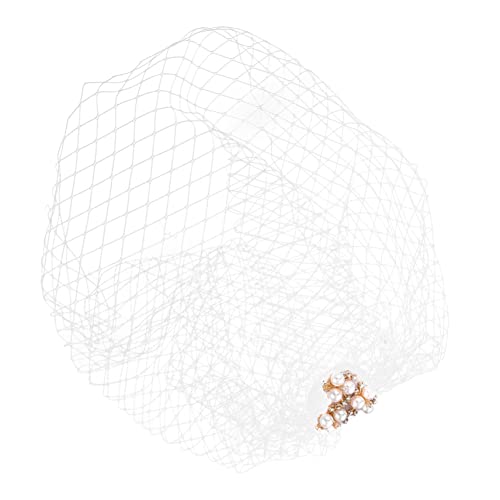 minkissy Eleganter Braut Fascinator Hut mit Perlenbesatz Leichter Netzschleier Haarschmuck für Frauen Stilvoller Tea Party und Bankett Kopfschmuck Weiß Komfortabel und Langlebig von minkissy