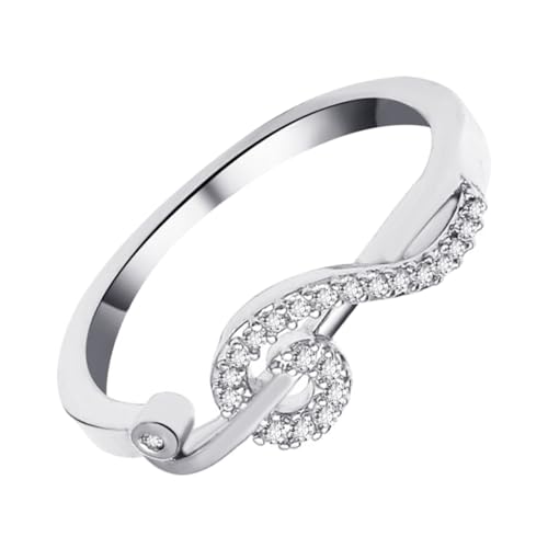 minkissy Eleganter Damenring mit Notenmotiv Zirkonia Besetzt Kreatives Design Modischer Minimalistischer Schmuck für Frauen Elegantes Accessoire für Alltag und Anlass von minkissy