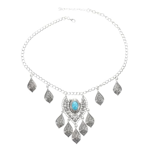 minkissy Elegantes Leichtes Stirnband Grün Türkis Stirn Quaste Kette Damen Metall Kopfbedeckung Für Besondere Anlässe von minkissy