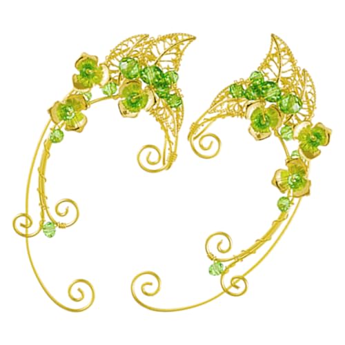 minkissy Elf ohrringe Ohrclips Damen Nicht piercing Ohrschmuck Fairy Ear Leicht Elegant Retro Grün Handgefertigt von minkissy