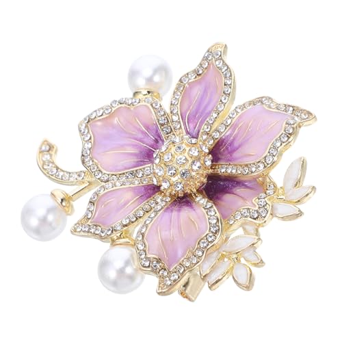 minkissy Kristallblumen-blumenbrosche Damenbrosche Emaille-blumenbrosche Perlen-anstecknadel Für Kleider Blumenbrosche Für Bankette von minkissy
