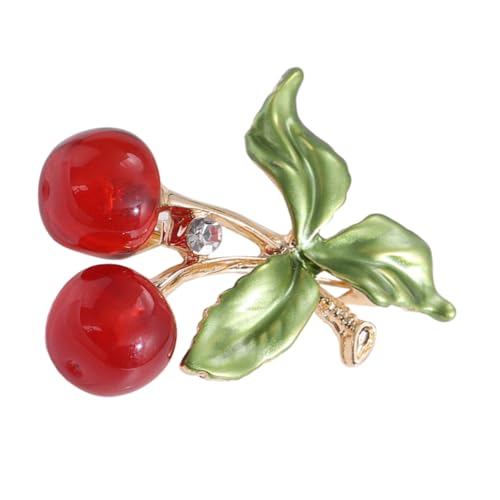 minkissy Emaille Kirschbrosche mit Strasssteinen Leichte Legierungs Brosche Modischer Obst Anstecker für Urlaub Vielseitiges Schmuck Accessoire für Rucksäcke und Freizeitkleidung von minkissy