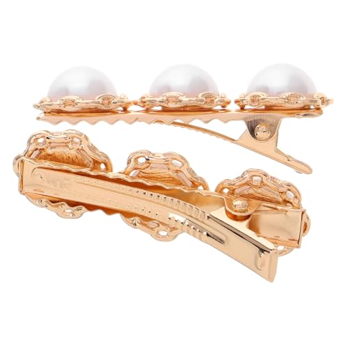 minkissy Entenschnabel-haarnadel Haarklammern Zum Styling Haarspangen Für Dickes Haar Perlhaar Barrette Perlenspange Haarspangen Für Damen Perlenclips Zinklegierung Golden von minkissy
