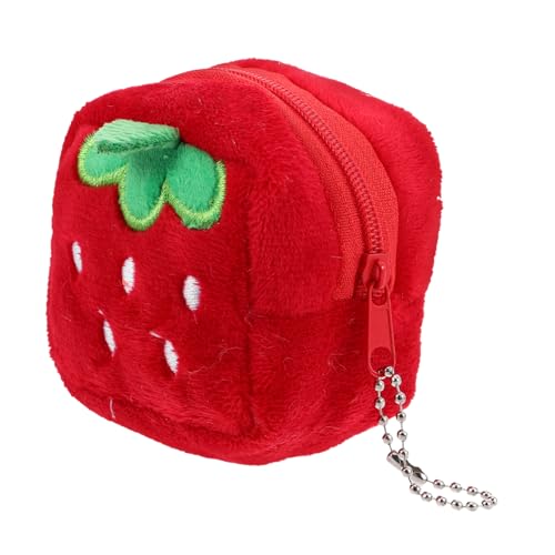 minkissy Erdbeer-geldbörse Münzbeutel Süß Geldbeutel Kleine Geldbörse Mit Reißverschluss Tragbar Geldbörse in Fruchtform Gesteppt Münzbeutel Mit Schlüsselanhänger Portemonnaie Rot Plüsch von minkissy