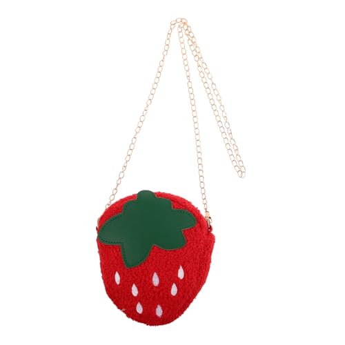 minkissy Süße Erdbeer Umhängetasche Für Mädchen Plüsch Schultertasche Im Cartoon Geldbörse Für Kleine Leicht Und von minkissy