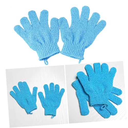 minkissy Exfoliating Handschuhe Für Dusche Fünf Finger Körperpeeling-handschuhe Für Männer Und Frauen Blau Für Sanfte Und Pflege Haut Für Bad Sauna Und Dusche von minkissy