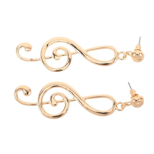 minkissy Exklusive Musiknoten Ohrstecker Damen Retro Design Übergroß Auffällig Modisch für Musikliebhaber Partys Events Künstlerischer Schmuck Goldfarben von minkissy