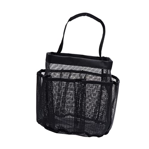 minkissy Fächer Oxford Stoff Mesh Organizer Tasche Badezimmer Aufbewahrungstasche Handlich Robust Für Kosmetik Toilettenartikel Handtücher Schwarz von minkissy