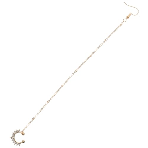 minkissy Falscher Nasenring mit Kette Goldfarbener Schmuck nicht Piercingschmerzhaft mit Strass Besetzt Inspiriert von Afrikanischem Tanzschmuck Leicht und Angenehm für Damen von minkissy
