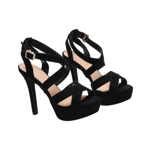 minkissy Fashion Damen High Heels Peep toe Sandalen mit Anti rutsch sohle Atmungsaktiv Strapazierfähig Eleganter Absatz Geeignet für Party und Sommer Schwarz minkissy Fashion Damen High Heels Peep toe Sandalen mit Anti rutsch sohle Atmungsaktiv Strapazierfähig Eleganter Absatz Geeignet für Party und Sommer Schwarz von minkissy