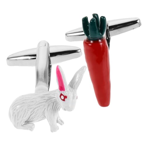 minkissy Festliche Kupfer Manschettenknöpfe Osterhase mit Karottenmotiv Langlebige Runde Französische Hemdmanschetten Elegantes Accessoire für Männer und Frauen bei Feiertagsfeiern von minkissy
