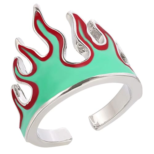 minkissy Flammenring Offener Ring Verstellbarer Ring Ringschmuck Für Frauen Herrenring Metall Fingerschmuck von minkissy
