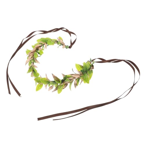 minkissy Grünes Stirnband Mit Blumenkranz-dekor Cosplay-kopfbedeckung Für Waldfeen Und Elfen-outfits Unisex Blattkrone Für Kostümpartys Und Theateraufführungen von minkissy