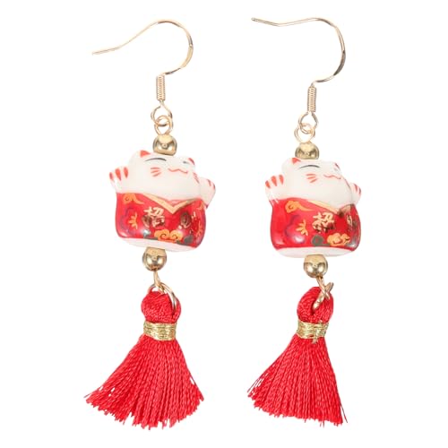 minkissy Fortune Cat Ohrringe Damen Hängend Kreatives Katzen Design Modischer Ohrschmuck Glücksbringer für Frauen Alltagsschmuck von minkissy