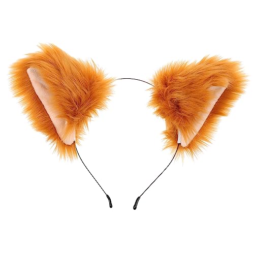 minkissy Fox Ears Headband Jungle Animal Hair Band Fox Cosplay Hairband Hair Jewelry for Women Fox Ear Headband Fashion Headbands Lint Animal Headband Headwear Fluff Lolita Issue Card Miss von minkissy