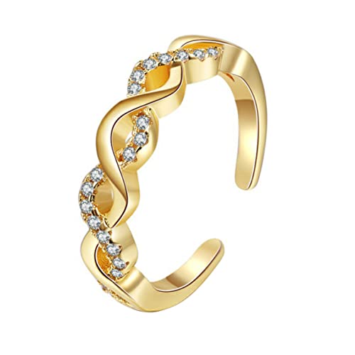 minkissy Offener Ring Für Damen Ästhetisches Statement-schmuckaccessoire Mit Flecht-design Und Strasssteinen Verstellbar Für Partys Geburtstage Und Alltag von minkissy
