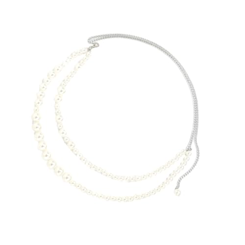 minkissy Damen Taillenkette Kunstperlen Verstellbarer Perlen Gürtel für Kleider Strand Partys Taille Kette für Frauen von minkissy