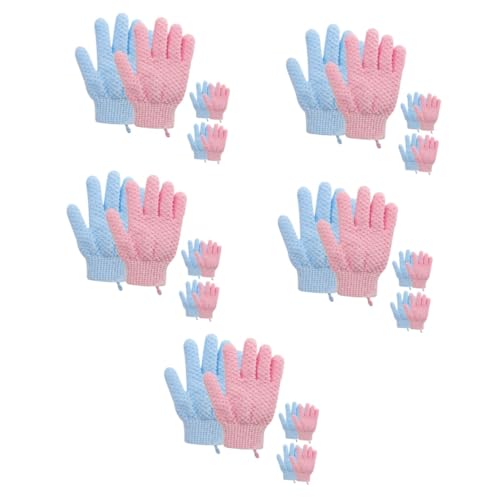 minkissy Fünf-Finger-Badehandschuhe, Massage-Werkzeuge, Schwämme für Körperpeeling, Haushaltsreinigung, Körperschwamm, Fingerhandschuhe, Männer und Frauen, dickes Nylon, 60 Stück von minkissy