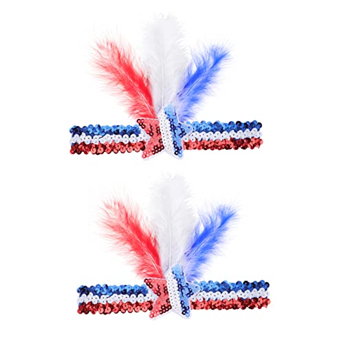 minkissy Gefiederte Stirnbänder 2er-set Pailletten-stirnband Unabhängigkeitstag-ornamente Party-kostüm-zubehör von minkissy