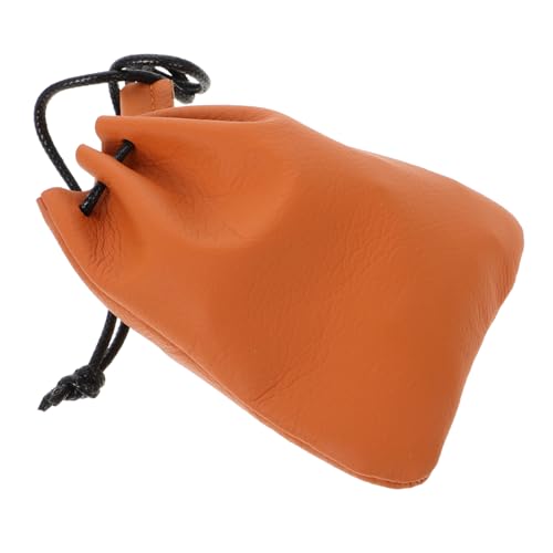 minkissy Münzbeutel Mit Kordelzug Aus Kunstleder Vintage-Tasche Für Münzen Karten Und Kleinteile Praktische Aufbewahrungslösung Für Männer Und Frauen von minkissy