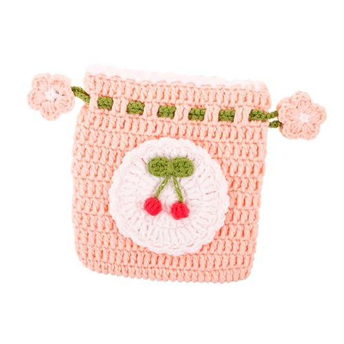 minkissy Kordelzugtasche Aus Gehäkeltem Material Tragbare Aufbewahrungstasche Für Kopfhörer Lippenstifte Und Münzen Mit Kordelzugverschluss Für Einfachen Zugriff von minkissy