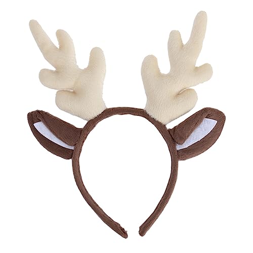 minkissy Geweih Stirnband Hirsch Stirnband Haarreifen Aus Hirschhorn Rentier-weihnachts-stirnband Weihnachtsohren Stirnband Rehkopf Santa Stoff Jesus Weiß Fräulein Weihnachtsutensilien von minkissy