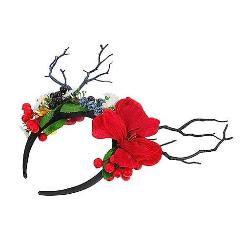 Geweih Stirnband Hirsch Kopfbedeckung Zweig Haarband Rentier Haarreif Damen Weihnachtshaarschmuck Für Mädchen Requisiten Für Die Waldfotografie Künstliche Früchte Die Blumen Seide von minkissy