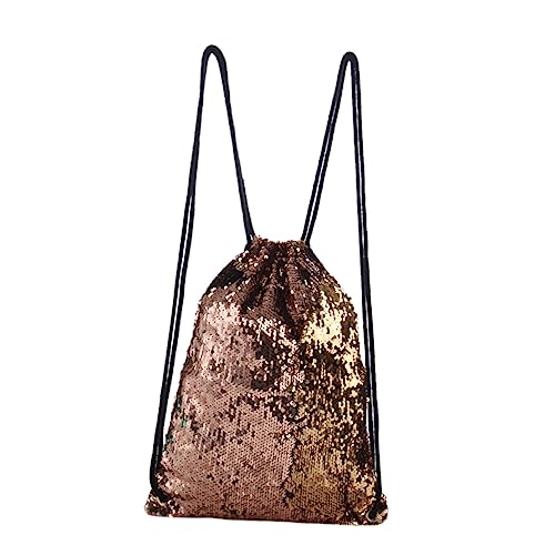 minkissy Glitzernder Damen Rucksack Pailletten Stilvoller Drawstring Beutel für Tanz Outdoor Aktivitäten Reisen und Strand Champagner Gold von minkissy