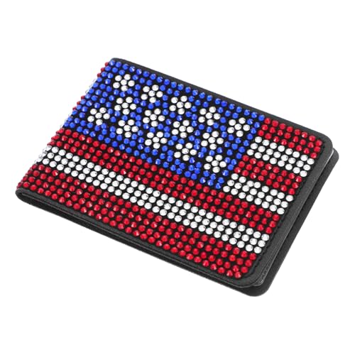 minkissy Glitzernder Führerscheinhalter mit Amerikanischer Flagge Wasserfeste Kratzfeste Dokumentenbox für Auto Luxuriöser Strass-schmuck Praktisches Innenraum-Accessoire für Frauen von minkissy