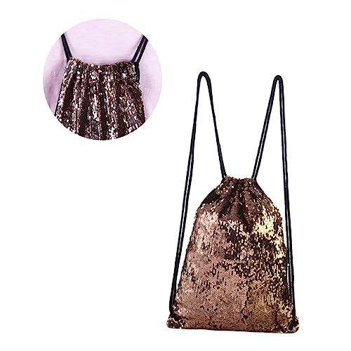 minkissy Glitzernder Kordelzug-Rucksack Für Damen Modische Pailletten Tasche Für Sport Reisen Und Outdoor-aktivitäten Leichter Und Bequemer Schulterrucksack Für Tanz Strand Und Freizeit Cha von minkissy