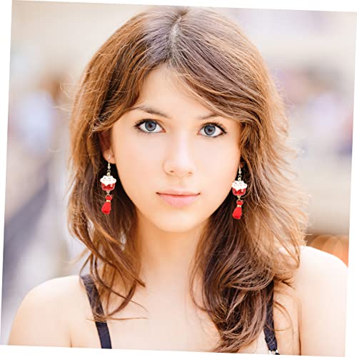 minkissy Glückskatze Ohrhänger Damen Leichtes Dangle Schmuckset Rote Quaste Festival Schmuck für Mutter Freundin Geburtstag Valentinstag von minkissy