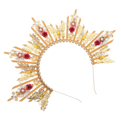 minkissy Göttin Haarschmuck Haarreif für Frauen Braut Diadem Hochzeit Tiara Glamouröses Accessoire für Braut Frisuren Fotoshooting Bühne Party von minkissy