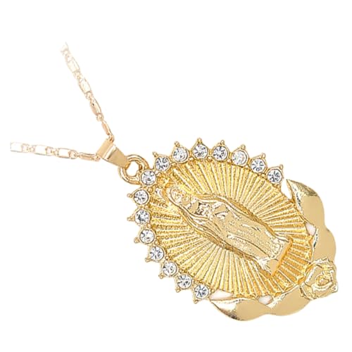 minkissy Goldene Marienanhänger Halskette Damen Schmuck Leichtes Dekoratives Christliches Schmuckstück Elegantes Accessoire für Frauen und Mutter von minkissy