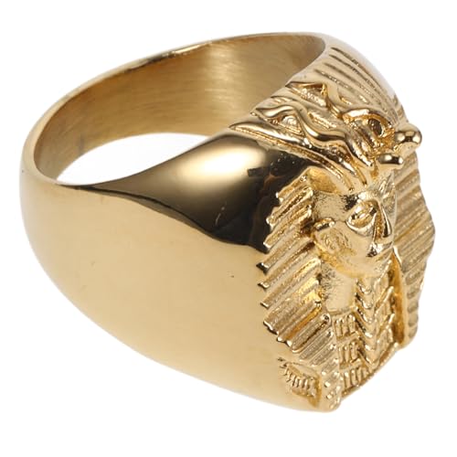 minkissy Männerring Ägyptisches Motiv Ring Decor Unisex Aus Edelstahl Mit Antikem Retro Design Für Cosplay Party Und Tägliche Trage von minkissy