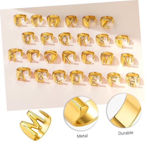 minkissy Goldener Offener Ring aus Messing mit Englischen Großbuchstaben Design Modischer Finger open ring Zierlicher Schmuck für Damen Verstellbar und Angenehm zu Tragen für Party und von minkissy